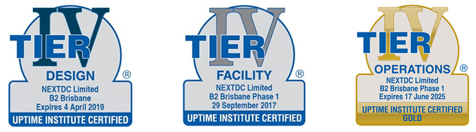 NEXTDC B2 Data Center Tier Certifications NEXTDC B2 Data Center Tier Certifications